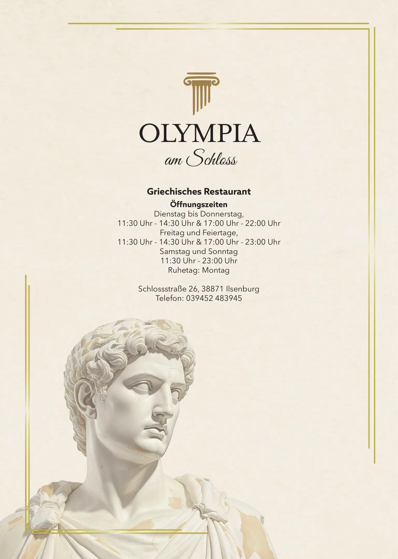 Speisekarte Restaurant Olympia am Schloss